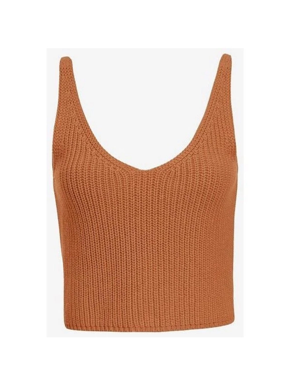 Intermix Cropped Knit Tank in Rust